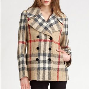 Beautiful plaid Burberry Brit pea coat size 8
